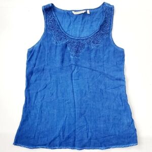 Soft Surroundings Embroidered Scoop Neck Tank Top